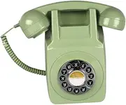 Retro Landline Phone Wall Mount Corded Telephone Home Decoration Antique Type Phone, Dial Phone for Office Family Friend Cafe, Green