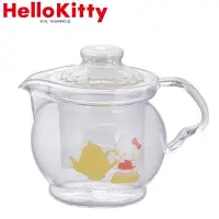 在飛比找樂天市場購物網優惠-小禮堂 Hello Kitty 玻璃茶壺 水壺 飲料壺 咖啡