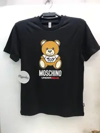 在飛比找Yahoo!奇摩拍賣優惠-Moschino underwear 黑色 小熊 圖案 圓領