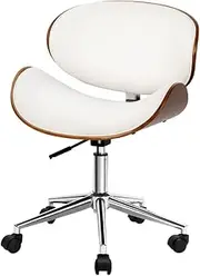 Artiss Wooden Office Chair Computer Chairs Bentwood Pu Leather Seat White