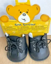 Build A Bear Black Lace Up Boots Vinyl 2013 Bear Bootique New