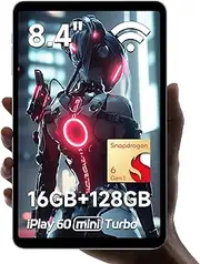 ALLDOCUBE iPlay60 Mini Turbo Tablet 8.4 Inch Android 14, Gaming Snapdragon 6 Gen1 4nm with 2 Speakers, 16GB RAM 128GB ROM, FHD 1920x1200, Widevine L1, 6-Axis Gyroscope, PD18W, Motor