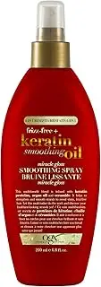 Ogx Keratin Smoothing Oil Miracle Gloss Hair Spray For Frizzy Hair 200mL|helps strengthen hair, improve flexibility, protect against humidity, tame frizz & reveal shiny hair|Repairs Split Ends