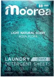 MO'OREA Laundry Detergent 30 Sheets Fresh Scent, 60 LOADS Natural Scent Detergen
