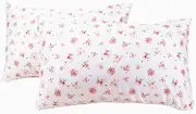 2-Piece Floral White Pillowcase Set 400 Thread Count 100% Cotton, Standard Size