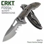 CRKT FOSSIL- BLACK - VEFF SERRATIONS -L 折刀(#5471K黑半齒刃)