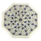 18" Marble side Table Top semi precious stones Lapis floral Inlay Work decor
