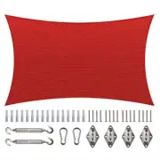 COLOURTREE 190 GSM Red Rectangle Sun Shade Sail with Rectangle Kit Tiltable