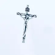 Sterling Silver 925 Textured Crucifix Pendant Oxidized Hammered Finish Religious