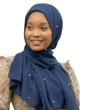 Urban Modesty Women's Pearl Chiffon Hijab Scarf - Navy Blue