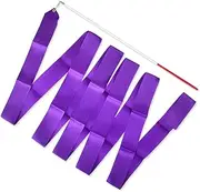 Dance Ribbons with Wands 4m Rhythmic Gymnastics Ribbon Dance Streamer for Kids Baton Twirling (Purple, 4m)