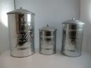 Coca-Cola Set of 3 Galvanized Steel Cookie Jar Canisters Small Medium and Large
