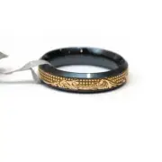 New DAVID YURMAN Men's 6mm Waves Band Ring in Black Titanium and 18K Gold 13