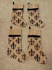 4- Hobby Lobby Fluer Di Lis Christmas Stocking Burlap French Cajun Classic NEW