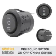 On-Off-On No LED MINI ROUND TOGGLE SWITCH - Black 12v 3 Pin 3 Way SPDT 20mm