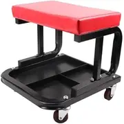 Padded Rolling Creeper Garage Mechanics Roller Seat Stool Chair with Tool Tray