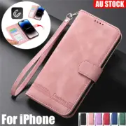 For iPhone 16 15 14 Plus 13 12 Pro Max Wallet Case Leather Shockproof Flip Cover
