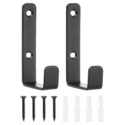 2Pcs Coat Hooks, 15x82mm Stylish and Sturdy Modern Metal Wall Hooks, Black