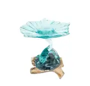 Hand Blown 9.5" Tall Wedding Centerpiece Molten Glass on Driftwood Collection'21