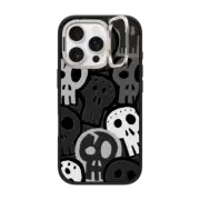 iPhone 16 Pro Impact Ring Stand Case MagSafe Compatible SKULLS ODD ONE OUT, B&W HALLOWEEN SKULL SPOOKY CREEPY DEATH PATTERN