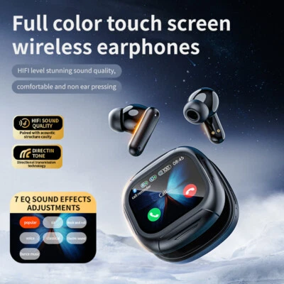 Touch Screen Earbuds Wireless Bluetooth Headphones Headset Noise Cancelling Mic