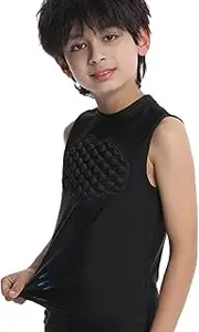 [Generic] Youth Padded Football Shirt, Football Rib Protector - Rib Chest Protector Football Baseball, Softball Football Rib Heart Sternum Guard for Kids Boys Girls