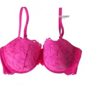 Aerie Real Power Hot Pink Lace Balconette Underwire Bra New With Tag 38 DD