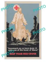 OLD HISTORIC PHOTO OF WWI ALLIES MILITARY POSTER HELP THE RED CROSS