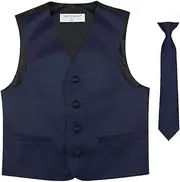 [Vesuvio Napoli] BOY'S Dress Vest & NeckTie Solid HOT PINK FUCHSIA Color Neck Tie Set