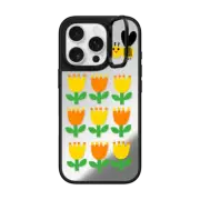 iPhone 16 Pro Mirror Ring Stand Case MagSafe Compatible Happy Bee With Tulips by Jane Foster