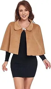 [TONGFANTFL] Women's Wool Blend Capelet Capes Warm Poncho Bridal Shawl Winter Cover Up Accessories for Women