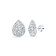 10K WHITE GOLD ROUND DIAMOND DROP CLUSTER NICOLES DREAM COLLECTION EARRINGS