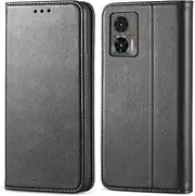 [FORZARMOR] for Motorola Moto Edge 30 Neo 5G (6.28 Inch) Case Wallet Cover PU Leather Pockets Shockproof Magnetic Flip Card Holder (Black)