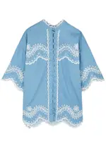 Zimmermann Junie Floral-embroidered Linen Shirt - Blue - 3 (UK 14 / L) 3 (UK 14 / L)