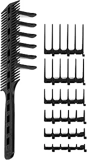 CombPal Scissor Clipper Over Comb Hair Cutting Tool - Barber DIY Home Hair Trimming Guide Comb Set (Classic Set, Black)