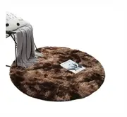 Soft Round Fluffy Area Rug Plush Carpet Living Room Floor Mat Home Decoration-Coffee