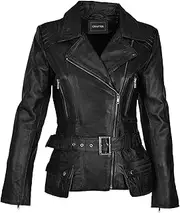 [Crafter] Womens Genuine Lambskin Leather Jacket | Classic rider leather jacket | Black Leather Jacket Women | Womens Leather Jacket