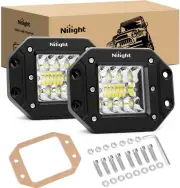 2PCS 42W Flush Mount LED Light Pods Spot Flood Combo Backup Reverse Driving Head