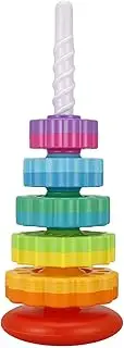 QuokkaChic Spinning Stacking Toys, Baby Sensory Spin Gears Stacking Rings Toy, Rainbow Spinning Stacking Gears Toy, BPA Free Early Education Kids Brain Development Toys Family Games for 12 Months
