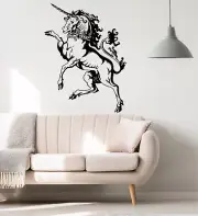 Vinyl Wall Decal Unicorn Crown Heraldic Beast Girl Room Stickers Mural (ig6313)