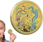 Chinese New Year Commemorative Coin,Dragon and Phoenix Auspiciousness Lucky Coin - Auspiciousness Lucky Coin Chinese Challenge Coin to Bring Auspiciousness Lucky Coin for Wealth Luck