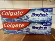Colgate Max Fresh Toothpaste Mini Breath Strips Cool Mint 6.3oz Lot 2 Exp. 01/25