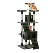 Sir John's Gifts 180 cm Pet Cat Tree Scratching Post Tower House-Dark Grey