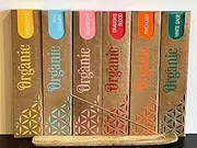 Organic Goodness Incense Sticks Gift Pack with Wooden Incense Holder - Set of 6 Fragrances: White Sage, Nag Champa, Sandalwood, Dragon's Blood, Patchouli, and Frankincense - 15g Each