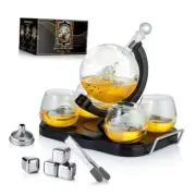 Whiskey Decanter Globe Set, Gifts for Men Husband Boyfriend Dad, 28.7 Ounces