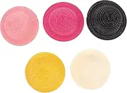 TOBBOMEY 5pcs Miniature Doll Hats Handwoven Summer Sun Cap Breathable Rope with Leaf Pattern Fit Doll Accessories for DIY Craft Decoration and Playtime
