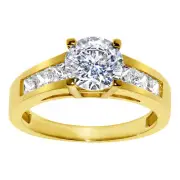 Solid Genuine 14k Gold 1.5ct Round Diamonette Cubic Zirconia Engagement Ring
