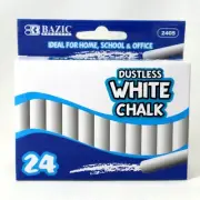 BAZIC Dustless White Chalk 24pcs Home School Office Garden