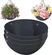 3PCS 16 Inch Round Hanging Basket Liners Fabric Hanging Plant Liners Non-Woven Planter Liners Black Felt Liners Replacement Inserts for Hanging Baskets Outdoor Plants - Avoid Bird Nesting