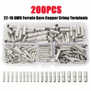 200PCS 22-10 AWG Ferrule Bare Copper Crimp Terminals Wire Splice Butt Connectors